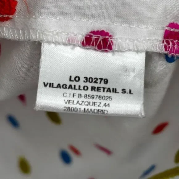 Vilagallo Puff‎ Sleeve Button Front Shirt White/Multi Embroidered Polka Dots 40 - Picture 10 of 10
